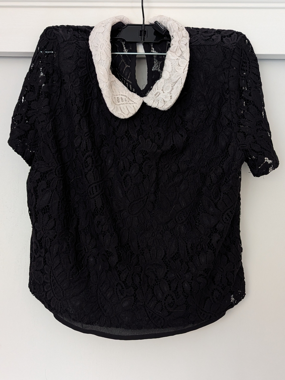 Forever 21 Black and White Lace Collared Tee